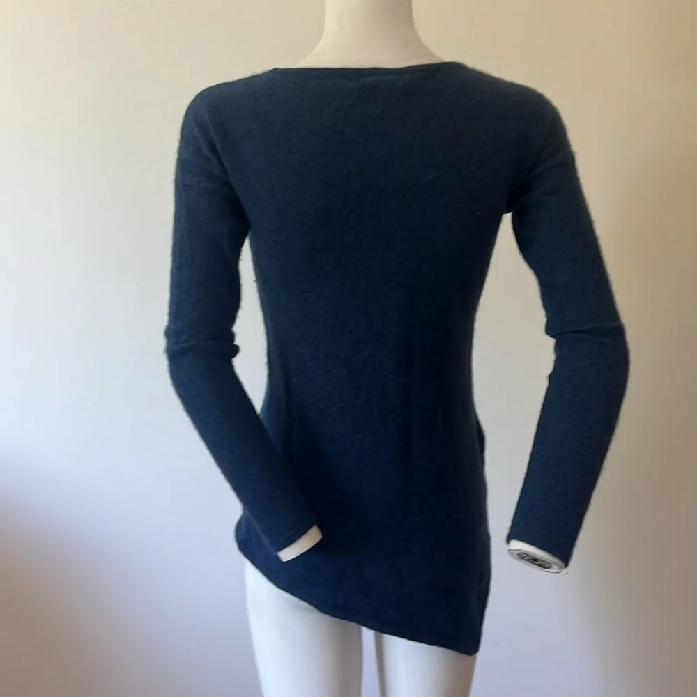 Forte Cashmere Deep Blue Navy Asymmetrical Sweater